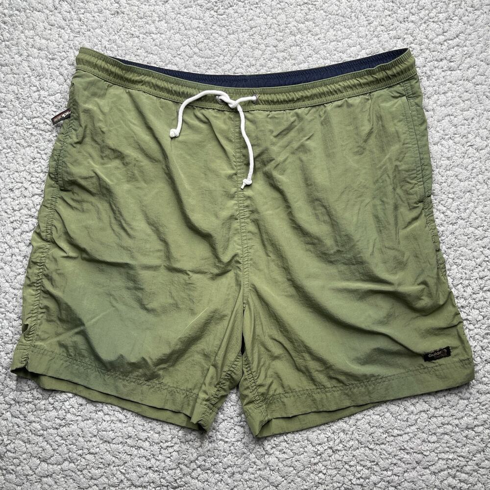 Guide Series Swim Trunks Mens XL Green Drawstring Nylon Zip Pockets